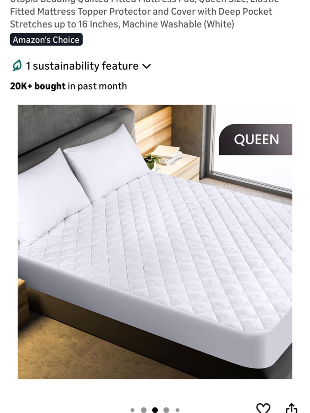 NWT Utopia Queen Quilted Mattress Pad